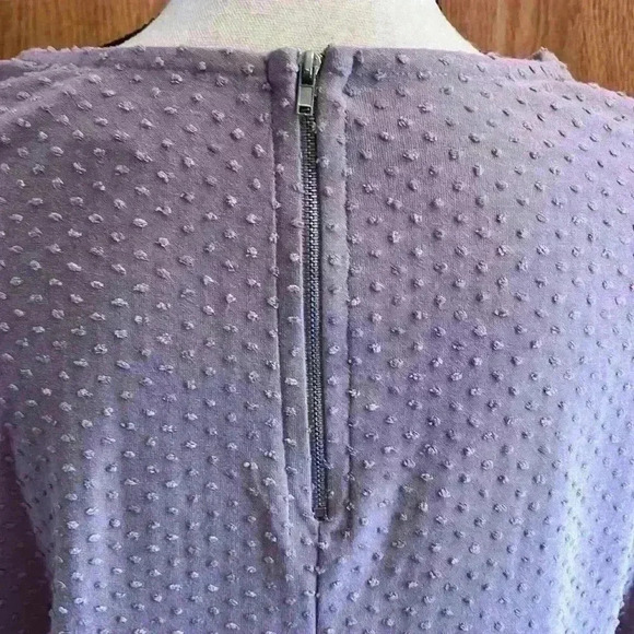 W5 Anthropologie L Lilac Popcorn Texture 3/4 Bell Sleeve Popover Blouse - Picture 4 of 10